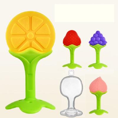 China Soft Non-Toxic Baby Teether Toy Wholesale Baby Molar Silicone Toy Baby Chewable Fruit Teether BPA Free for sale