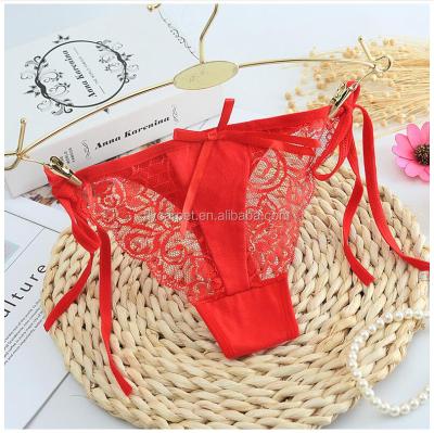 China Panties Women Sexy And Erotic Drawstriing Underwear Of 100% Polyester Lace Fabric for sale