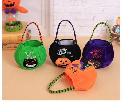 China Human Skeleton Velvet Halloween Candy Bag Cardboard Pictures Black Cat Spider Pumpkin Wizard for sale