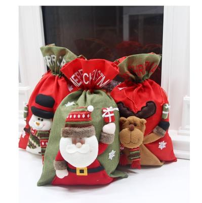 China Handmade Christmas Santa Gift Drawstring Bag and Snack Bag for sale