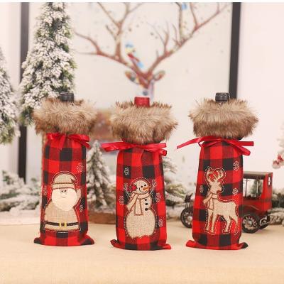 China Sack Christmas Wine Bottle Cover Bags Gift Sack Christmas Dinner Table Decor Merry Christmas Thanksgiving Party for sale