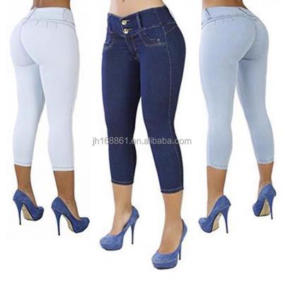 China Wholesale Discount 2021 New Factory Stretch Leggings High Quality Denim Fabric High Waist QUICK DRY Women's Jeans for sale