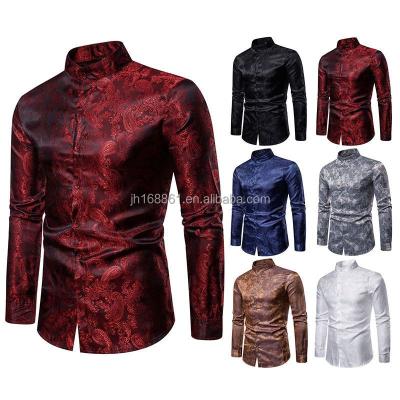 China Anti-pilling men's long half sleeve cut off shirt 2021 new hip shirt high quality men's business round collar hops shirt for sale