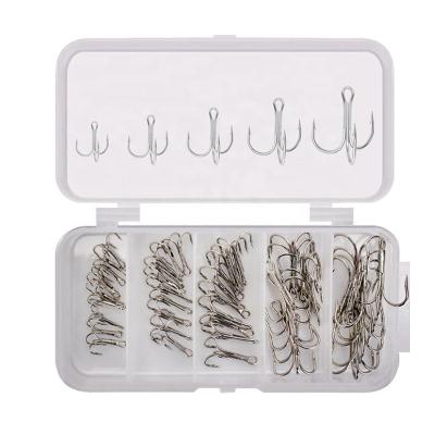 China Edge Hot Sale 50Pcs Ice Fishing Hooks Stainless Steel Fishhooks Mustad Treble Size for sale