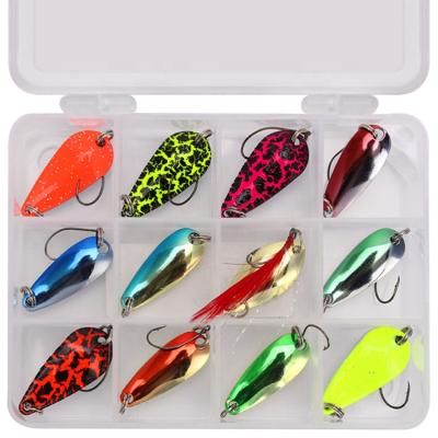 China Hot Sale 12pcs/set Metal Spoon Multicolor Combo Spangle Fish Lure Fishing Lure Spinning Set for sale