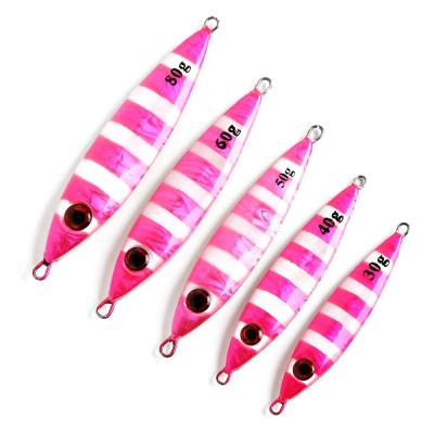 China Hot Sale Metal Lead Saltwater Fish Jig Lure Iron Plate Lead Fish Lure Lure 80g Pink for sale