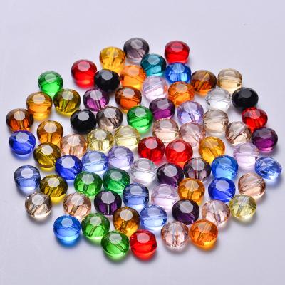 China Wholesale 6/8/10/12MM Clear Faceted Flat Round Crystal Glass Rondelle Loose Stone Beads For Jewelry Making DIY for sale