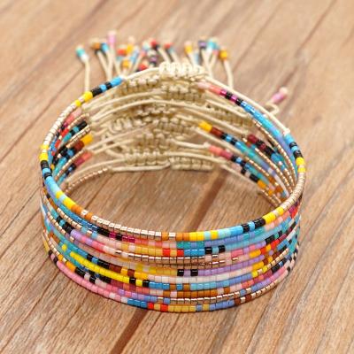 China Other Colorful Bead Bracelet Fashion Bracelet Adjustable Seed Weaving Agate Beaded Fancy Friendship Bracelets For Women for sale