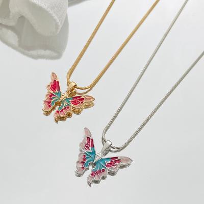 China Wholesale Hiphop Rainbow Fairy Wonderland Drip Oil Butterfly Clavicle Chain Princess Necklace Dreamy Female for sale