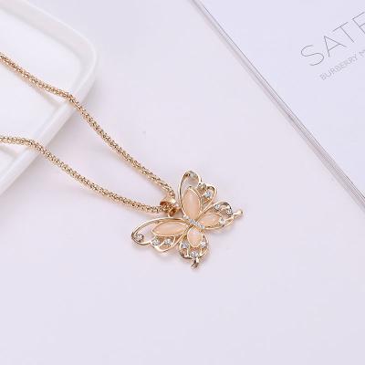 China CLASSIC 2022 Hot Selling Fashion Jewelry Butterfly Opal Pendant Necklace Newest Popular Trendy Necklace For Women for sale