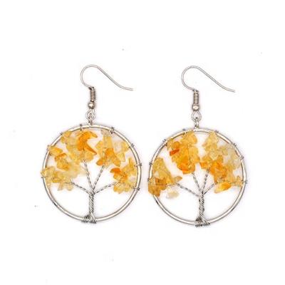 China TRENDY Tumbled Stone Tree of Life Dangle Earrings for Women Tree of Life Dangle Earrings, Tumbled Stones Dangle Earrings for Women for sale