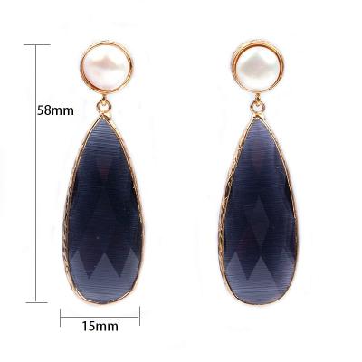 China Malachite Helix Shaped Shell Healing Earrings Jewelry Fashion White Pearl Nature Gemstone Gold Plated TRENDY Crystal Women Earring for sale