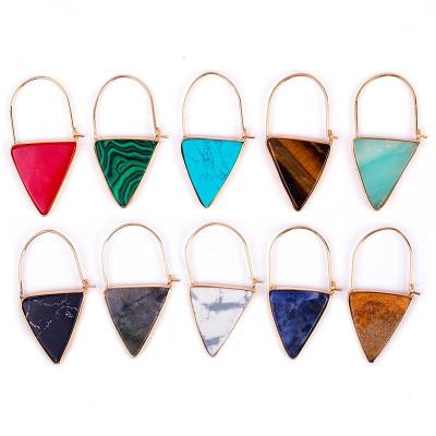 China Trendy Gold Plated Triangle Nature Gem Stone Fashion Crystal Women Earring Earrings Jewelry Factory Multicolor Optional Sale Directly for sale