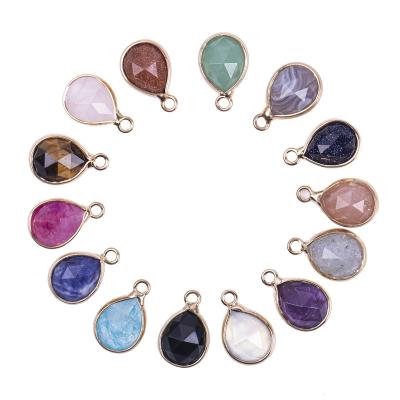 China Natural Stone Necklace Pendant Crystal Opal Charms For Jewelry Making DIY Wholesale Water Drop Rose Nickel Free for sale