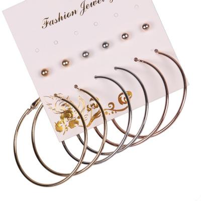 China Fashion Style Gold Hoop Earrings Set 6 Pairs/Color Set Gold Fashion Punk Hoop Earrings Set For Women's NEW Brinco Costume Jewelry 2017 for sale