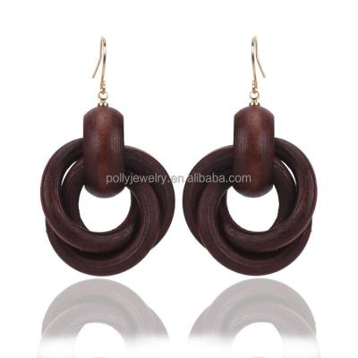 China Wooden Statement Drop Earrings 2017 African Tribal Wooden Drop Earrings Brown New Fashion Statement Cheap Prices for sale