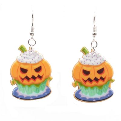 China Fashion Halloween Earrings Fashion Jewelry Witch Hat Ghost Pumpkin Bat Halloween Acrylic Earrings for sale