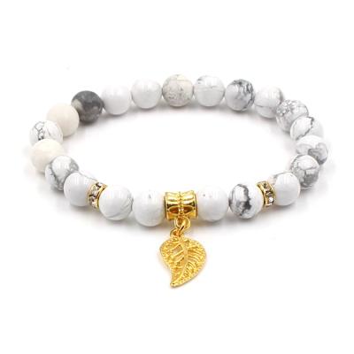 China 2019 New Arrival Luxury Stretchable Beads Fashion Bracelet Howlite Leaves Natural White Star Charms Stretchable Bracelet for sale