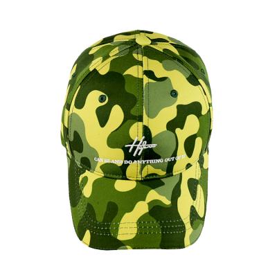 China New high quality JOINT men women camouflage sports hat and baseball cap polyester summer hat with metal emboss buckle for sale