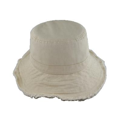 China Custom Made Cheap Price Logo Fashion Women Plain Soft Comfortable White Washed Fringed Bucket Hat Khaki Foldable Winter for sale