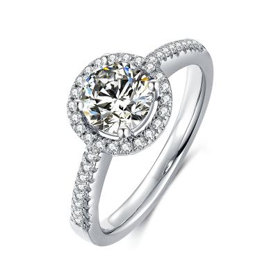 China CLASSIC Wholesale Rings Jewelry Women Round Shaped Ring 925 Sterling Silver With Moissanite for sale