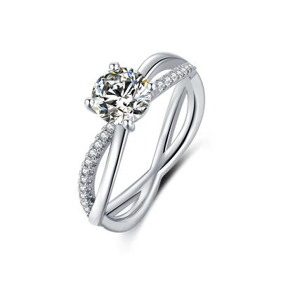 China Women Jewelry CLASSIC High Quality Rings GRA Certified Moissanite 925 Sterling Silver Ring 1ct for sale