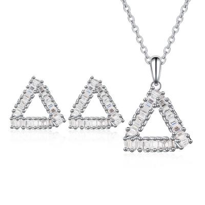 China Vintage Women Accessories Triangle Shape Zircon Silver White Gold Designer Set for sale