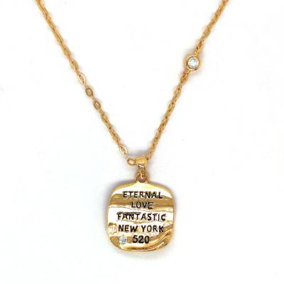 China Trendy Ins Style Trendy 18K Gold Plated Silver 925 Valentine Necklace Custom Name Tag Necklace for sale