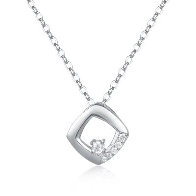 China New Style Trendy Women's Simple Design Tasty Square 925 Sterling Silver Necklace for sale