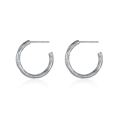 China INS Style CLASSIC Trendy Wholesale Twisted Zirconia 925 Sterling Silver Hoop Earrings Jewelry Hoop for sale