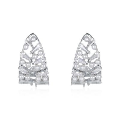 China CLASSIC Real Pearl Party Cubic Zirconia Earring Silver Jewelry 925 Sterling Earings for sale