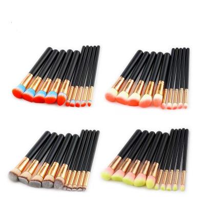 China Angular Blush Good Quality Wholesale 10 Pieces Colored Bristle Long Black Straight Handle Cosmetic Reading Brush Make Up Reading Brush for sale