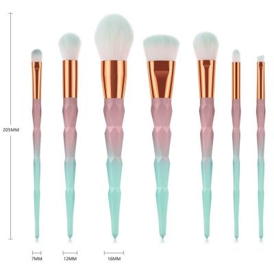 China Angular Blush Diamond Cut Light Green Shiny Cosmetic Makeup Brushes 7pcs 12pcs Set Brushes for sale