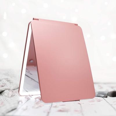 China Large Size Lit Girls Ultra Light Led Light Touch Dimmable Touch Screen Compact Stand Up Travel Makeup Mirror for sale