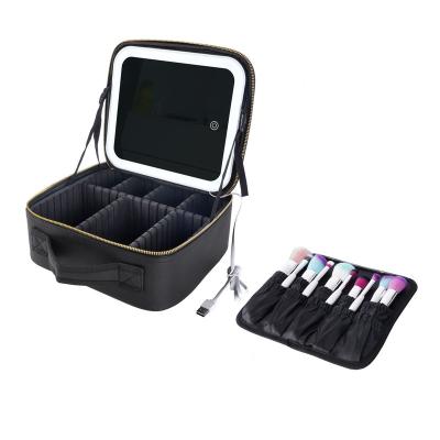 China Lady New Travel Makeup Bag Cosmetic Bags And Cases Eva Vanity Case With 3 Lights Led Mirror for sale