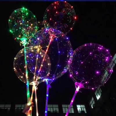 China Promotional Toy LED Light Up Balloons Bobo Balloon Multicolor Transparent With Flashing Lights Party Wedding Decoration Glowing Balloons for sale