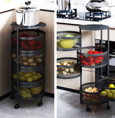 China Kitchen Stored Rotating Square Multi-Layer Rotating Vegetable Modern Kitchen Rack 360 Rack Mobile Storage Rack for sale