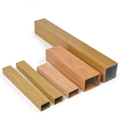 China OAK 6063 Timber Color Effect Timber Square 1/2 Industrial Custom Aluminum Grain Square Aluminum Tube Beam and Square Tube for sale