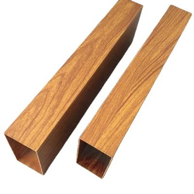 China Stock Size Custom OAK Wood Decorations Color Wood Square Aluminum Beam For Building Material Square Tube for sale