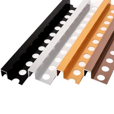 China Modern Tile Trim Edge For 10 15 12 Mm Black Corner Tile Trim Edge Of Profile 6063 Extrusion Manufacturer Canton Gold Aluminum Metal for sale