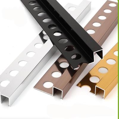 China Modern Hot Sale High Quality Anodized Aluminum Black Silver Gold Metal Extrusion Tile Trim For Decorative Tile Protection for sale