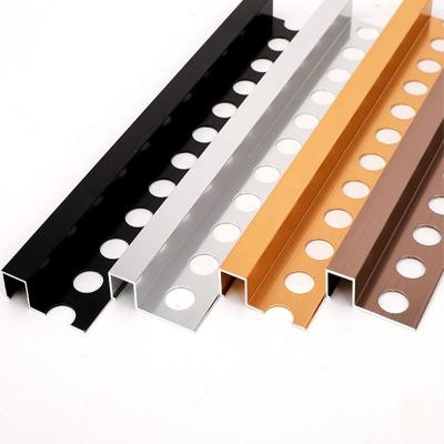 China Modern Tile Edge Trim China Manufacturer Supply RTS Aluminum Extrusion Profile 10 12 15 Mm Black Gold Tile Silver Aluminum Edge Trim for sale