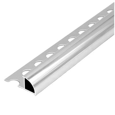 China Modern Round Tile Trim Stainless Steel Corner 8mm - 12mm Aluminum Extrusion Profile Anodized Shiny Silver Stainless Steel Tile Trim for sale