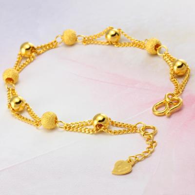 China Anti-fatigue Gold Plated Euro Laos Gold Bangle Fashion Beaded Bracelet Coin Bangle Wedding Accessories for sale