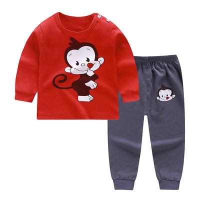 China 2021 100% Cotton Pajamas Girls Pijamas Baby Sleepwear Set Children's Long Sleeve T-shirt+Pants Autumn Winter For Baby Kids Sets Girl Clothes for sale