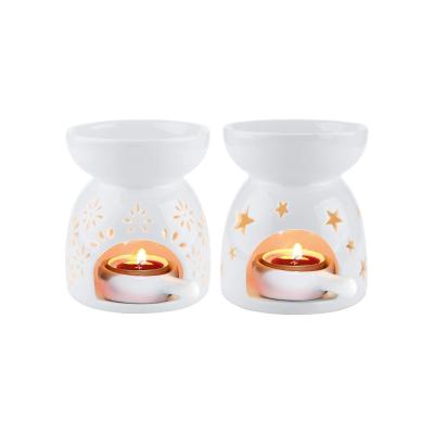 China White Home Romantic Ceramic Censer Candle Holder Tealight Flower Decoration Aroma Diffuser Essential Oil Furnace for sale