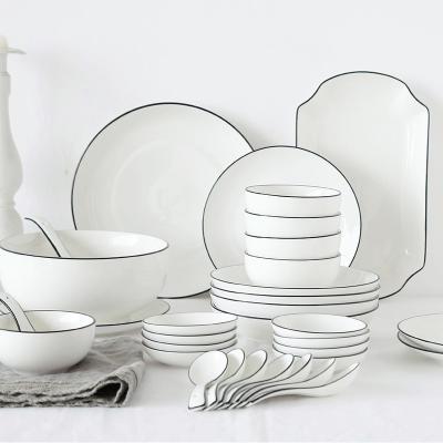 China Viable Luxury Nordic Style Porcelain Tableware Tableware White Ceramic Kitchen Tableware Set for sale