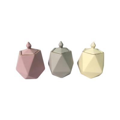 China Sustainable Luxury Single Pet Small Square Pet Porcelain Kitchen Spice Ceramic Bottle Storage Jar Set For Spice for sale