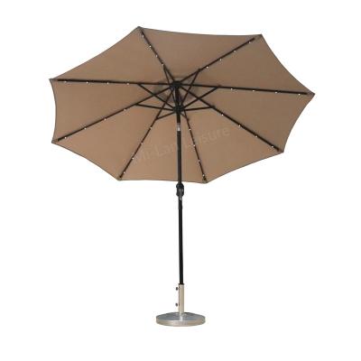 China Modern 9ft Patio Parasols Umbrella With Solar Lights Outdoor Wind Resistant for sale