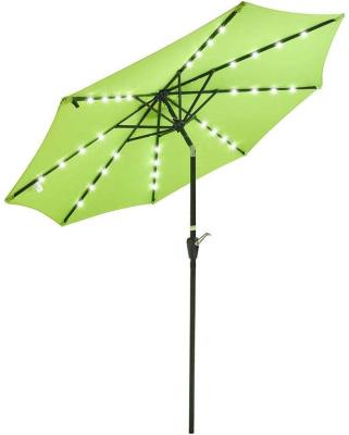 China Special Customized 9ft Patio Solar Panel Umbrella Straight Set, 2.7m Outdoor Round Sun Garden Lit Patio Umbrella for sale